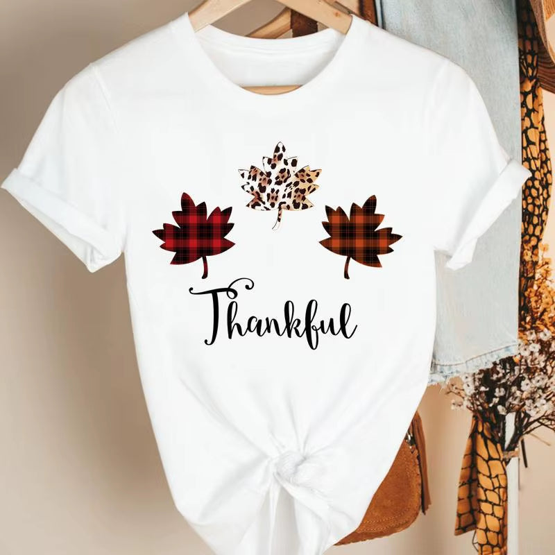 Fashion Women'S Pumpkin Spice Coffee Thanksgiving Halloween Casual Crew Neck Short Sleeve T-Shirt Woman Oversized T Shirt