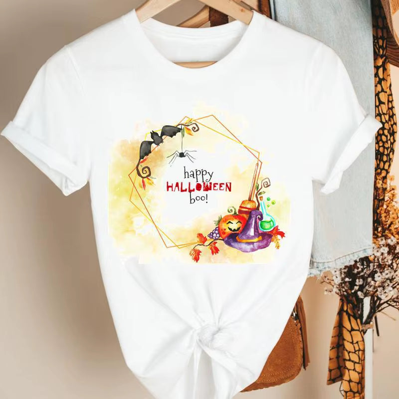 Fashion Women'S Pumpkin Spice Coffee Thanksgiving Halloween Casual Crew Neck Short Sleeve T-Shirt Woman Oversized T Shirt