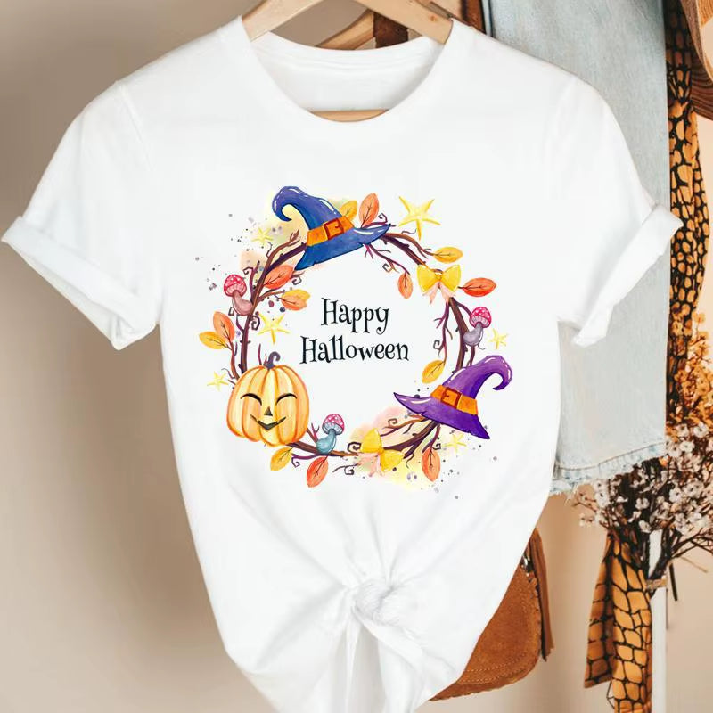 Fashion Women'S Pumpkin Spice Coffee Thanksgiving Halloween Casual Crew Neck Short Sleeve T-Shirt Woman Oversized T Shirt