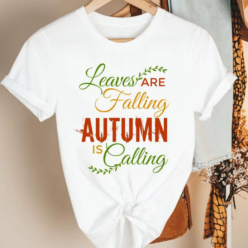 Fashion Women'S Pumpkin Spice Coffee Thanksgiving Halloween Casual Crew Neck Short Sleeve T-Shirt Woman Oversized T Shirt