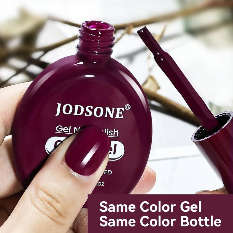 JODSONE 16.5Ml Same Color Same Bottle Gel Nail Polish Burgundy Glossy Long Lasting Elegant Noble Girl Women'S Holiday Gift