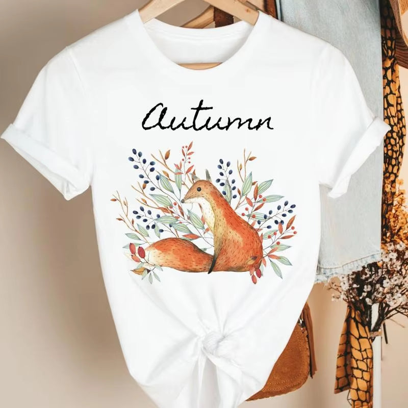 Fashion Women'S Pumpkin Spice Coffee Thanksgiving Halloween Casual Crew Neck Short Sleeve T-Shirt Woman Oversized T Shirt