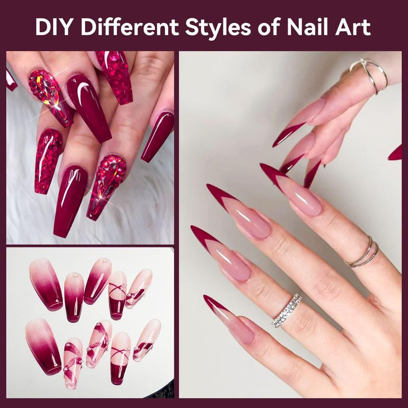 JODSONE 16.5Ml Same Color Same Bottle Gel Nail Polish Burgundy Glossy Long Lasting Elegant Noble Girl Women'S Holiday Gift