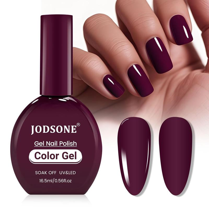 JODSONE 16.5Ml Same Color Same Bottle Gel Nail Polish Burgundy Glossy Long Lasting Elegant Noble Girl Women'S Holiday Gift