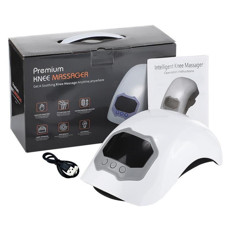 Smart Airbag Knee Massager, 3 Speed Hot Compress Knee Massage Instrument with LCD Display, Electric Heating Knee Massage Tool for Home & Travel