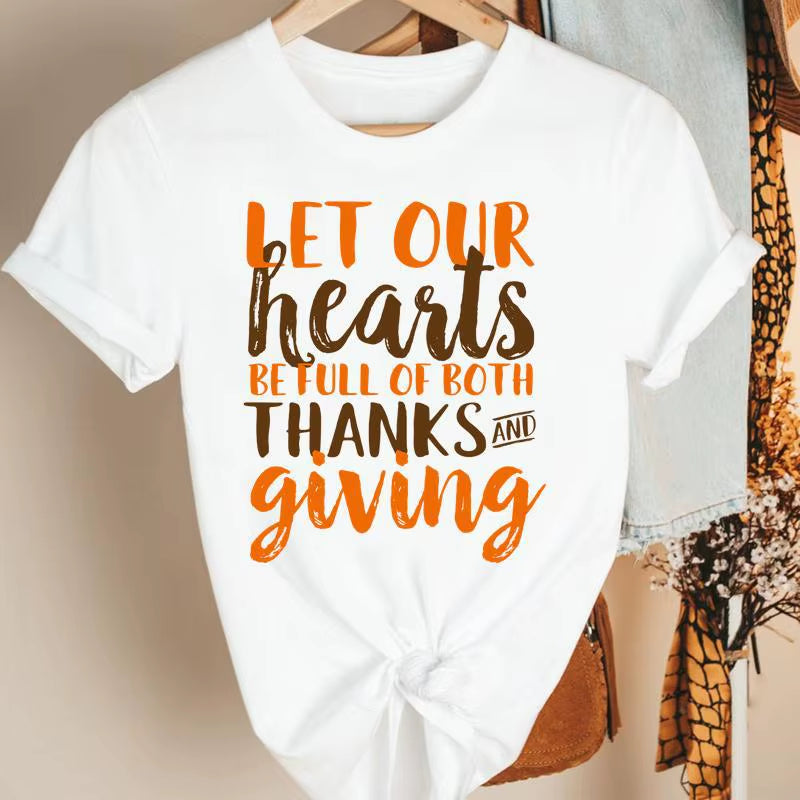 Fashion Women'S Pumpkin Spice Coffee Thanksgiving Halloween Casual Crew Neck Short Sleeve T-Shirt Woman Oversized T Shirt