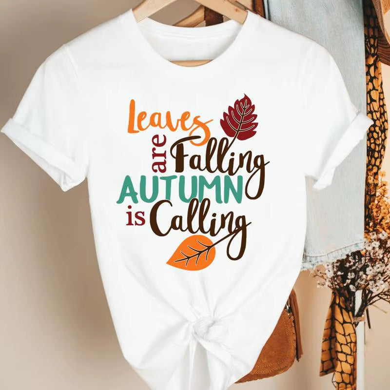 Fashion Women'S Pumpkin Spice Coffee Thanksgiving Halloween Casual Crew Neck Short Sleeve T-Shirt Woman Oversized T Shirt
